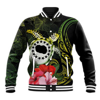 Kia Orana Cook Islands Baseball Jacket Turtle and Hibiscus Polynesian Pattern