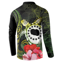 Kia Orana Cook Islands Button Sweatshirt Turtle and Hibiscus Polynesian Pattern