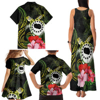Kia Orana Cook Islands Family Matching Tank Maxi Dress and Hawaiian Shirt Turtle and Hibiscus Polynesian Pattern