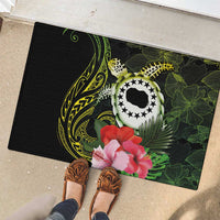 Kia Orana Cook Islands Rubber Doormat Turtle and Hibiscus Polynesian Pattern