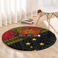 Papua new Guinea Goroka Show Round Carpet Bird-of-paradise and Melanesian Tattoo Pattern