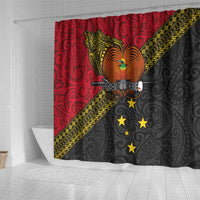 Papua new Guinea Goroka Show Shower Curtain Bird-of-paradise and Melanesian Tattoo Pattern