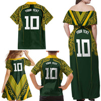 Australia Rugby Custom Family Matching Off Shoulder Maxi Dress and Hawaiian Shirt Aboriginal Art Sporty Style - Polynesian Pride