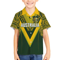 Australia Rugby Custom Family Matching Tank Maxi Dress and Hawaiian Shirt Aboriginal Art Sporty Style - Polynesian Pride