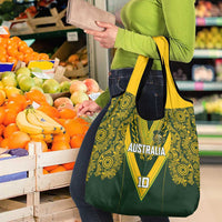 Australia Rugby Custom Grocery Bag Aboriginal Art Sporty Style - Polynesian Pride