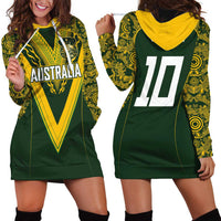 Australia Rugby Custom Hoodie Dress Aboriginal Art Sporty Style - Polynesian Pride