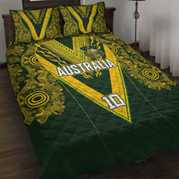 Australia Rugby Custom Quilt Bed Set Aboriginal Art Sporty Style - Polynesian Pride