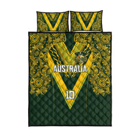 Australia Rugby Custom Quilt Bed Set Aboriginal Art Sporty Style - Polynesian Pride