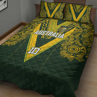 Australia Rugby Custom Quilt Bed Set Aboriginal Art Sporty Style - Polynesian Pride