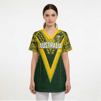 Australia Rugby Custom Scrub Top Aboriginal Art Sporty Style LT03 - Polynesian Pride