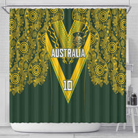 Australia Rugby Custom Shower Curtain Aboriginal Art Sporty Style - Polynesian Pride