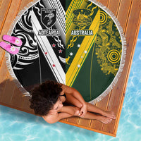 Aotearoa Australia Rugby Beach Blanket Maori and Aboriginal Art Sporty Style - Polynesian Pride