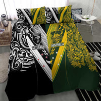 Aotearoa Australia Rugby Bedding Set Maori and Aboriginal Art Sporty Style - Polynesian Pride