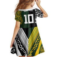 Aotearoa Australia Rugby Custom Family Matching Off The Shoulder Long Sleeve Dress and Hawaiian Shirt Maori and Aboriginal Art Sporty Style - Polynesian Pride