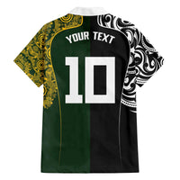 Aotearoa Australia Rugby Custom Family Matching Off The Shoulder Long Sleeve Dress and Hawaiian Shirt Maori and Aboriginal Art Sporty Style - Polynesian Pride