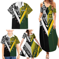 Aotearoa Australia Rugby Custom Family Matching Summer Maxi Dress and Hawaiian Shirt Maori and Aboriginal Art Sporty Style - Polynesian Pride