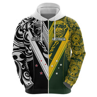 Aotearoa Australia Rugby Custom Hoodie Maori and Aboriginal Art Sporty Style - Polynesian Pride