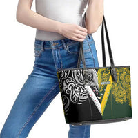 Aotearoa Australia Rugby Leather Tote Bag Maori and Aboriginal Art Sporty Style LT03 - Polynesian Pride