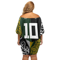 Aotearoa Australia Rugby Custom Off Shoulder Short Dress Maori and Aboriginal Art Sporty Style LT03 - Polynesian Pride