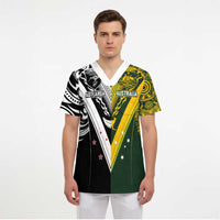Aotearoa Australia Rugby Custom Scrub Top Maori and Aboriginal Art Sporty Style LT03 - Polynesian Pride