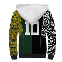 Aotearoa Australia Rugby Custom Sherpa Hoodie Maori and Aboriginal Art Sporty Style - Polynesian Pride