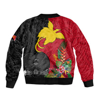Papua New Guinea Bomber Jacket Birds Of Paradise Mix Tropical Flower Polynesian Pattern LT03 - Polynesian Pride