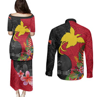 Papua New Guinea Couples Matching Puletasi Dress and Long Sleeve Button Shirts Birds Of Paradise Mix Tropical Flower Polynesian Pattern LT03 - Polynesian Pride
