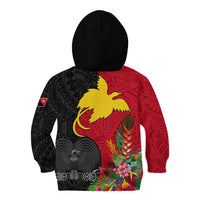 Papua New Guinea Kid Hoodie Birds Of Paradise Mix Tropical Flower Polynesian Pattern LT03 - Polynesian Pride