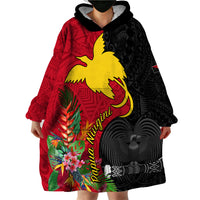 Papua New Guinea Wearable Blanket Hoodie Birds Of Paradise Mix Tropical Flower Polynesian Pattern LT03 - Polynesian Pride