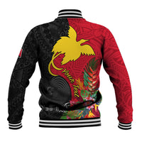 Custom Papua New Guinea Baseball Jacket Birds Of Paradise Mix Tropical Flower Polynesian Pattern LT03 - Polynesian Pride