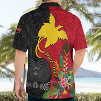 Custom Papua New Guinea Hawaiian Shirt Birds Of Paradise Mix Tropical Flower Polynesian Pattern LT03 - Polynesian Pride