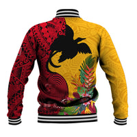 Papua New Guinea Baseball Jacket Birds Of Paradise Mix Tropical Flower Polynesian Pattern LT03 - Polynesian Pride