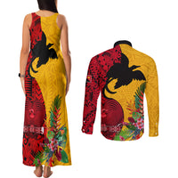 Papua New Guinea Couples Matching Tank Maxi Dress and Long Sleeve Button Shirts Birds Of Paradise Mix Tropical Flower Polynesian Pattern LT03 - Polynesian Pride