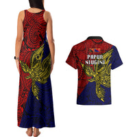 Papua New Guinea Central Province Couples Matching Tank Maxi Dress and Hawaiian Shirt PNG Birds Of Paradise Polynesian Arty Style LT03 - Polynesian Pride