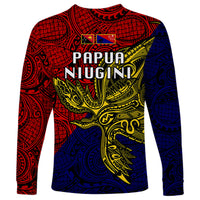 Papua New Guinea Central Province Long Sleeve Shirt PNG Birds Of Paradise Polynesian Arty Style LT03 - Polynesian Pride