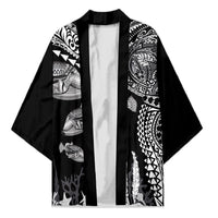 Hawaiian Reef Triggerfish Kimono Polynesian Art with Tribal Humuhumunukunukuapua'a LT03 Unisex Black - Polynesian Pride