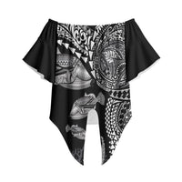 Hawaiian Reef Triggerfish Off Shoulder Wrap Waist Top Polynesian Art with Tribal Humuhumunukunukuapua'a LT03 - Polynesian Pride