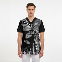 Hawaiian Reef Triggerfish Scrub Top Polynesian Art with Tribal Humuhumunukunukuapua'a LT03 - Polynesian Pride
