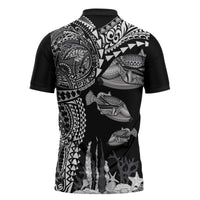 Hawaiian Reef Triggerfish Zipper Polo Shirt Polynesian Art with Tribal Humuhumunukunukuapua'a LT03 - Polynesian Pride