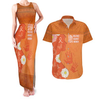 International Day for the Elimination of Violence Against Women Couples Matching Tank Maxi Dress and Hawaiian Shirt Polynesian Pattern LT03 Orange - Polynesian Pride