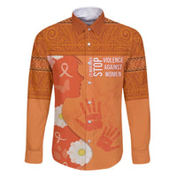 International Day for the Elimination of Violence Against Women Family Matching Long Sleeve Bodycon Dress and Hawaiian Shirt Polynesian Pattern LT03 Dad's Shirt - Long Sleeve Orange - Polynesian Pride