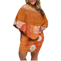 International Day for the Elimination of Violence Against Women Family Matching Off Shoulder Short Dress and Hawaiian Shirt Polynesian Pattern