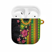 Hawaiian Independence Day AirPods Case Kanaka Maoli Symbols With Tapa Motifs and Tropical Plants LT03 Black - Polynesian Pride