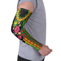 Hawaiian Independence Day Arm Sleeves Kanaka Maoli Symbols With Tapa Motifs and Tropical Plants - Polynesian Pride