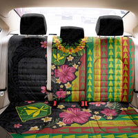 Hawaiian Independence Day Back Car Seat Cover Kanaka Maoli Symbols With Tapa Motifs and Tropical Plants - Polynesian Pride