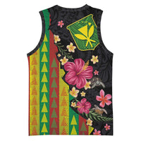 Hawaiian Independence Day Basketball Jersey Kanaka Maoli Symbols With Tapa Motifs and Tropical Plants - Polynesian Pride