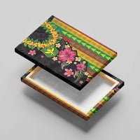 Hawaiian Independence Day Canvas Wall Art Kanaka Maoli Symbols With Tapa Motifs and Tropical Plants - Polynesian Pride