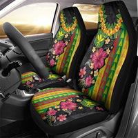 Hawaiian Independence Day Car Seat Cover Kanaka Maoli Symbols With Tapa Motifs and Tropical Plants - Polynesian Pride