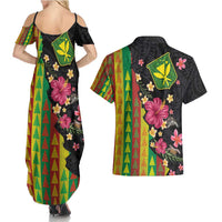 Hawaiian Independence Day Couples Matching Summer Maxi Dress and Hawaiian Shirt Kanaka Maoli Symbols With Tapa Motifs and Tropical Plants - Polynesian Pride