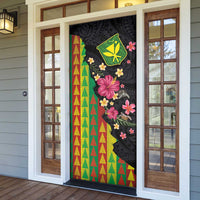 Hawaiian Independence Day Door Cover Kanaka Maoli Symbols With Tapa Motifs and Tropical Plants - Polynesian Pride